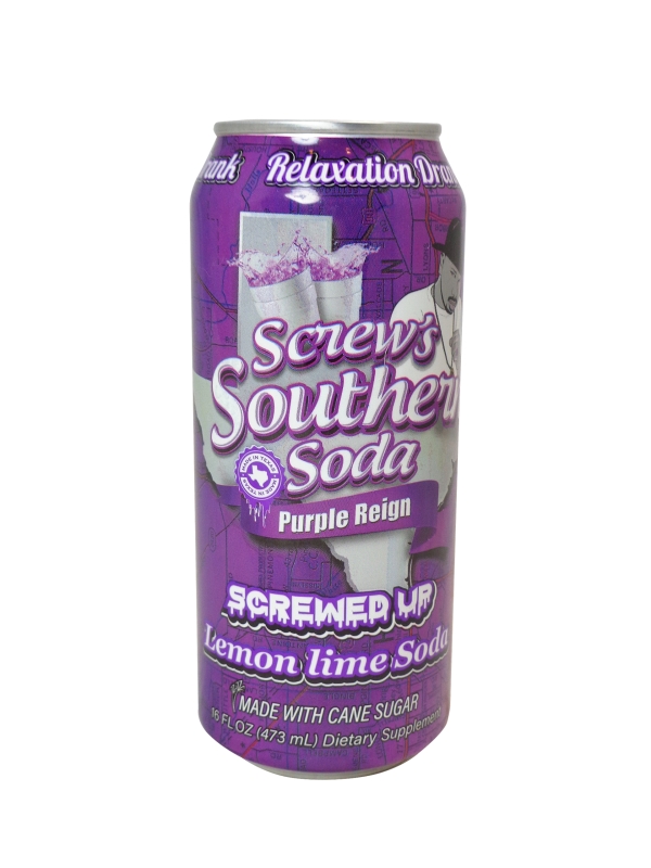 FRESH 16oz Screw's Purple Reign Lemon Lime Relaxation soda