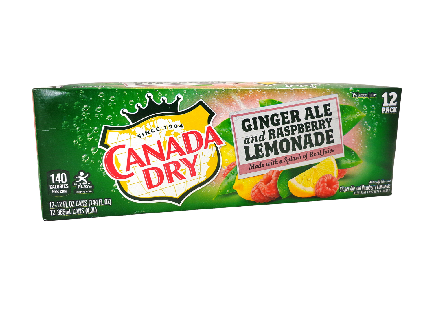 FRESH 12 pack 12oz cans Canada Dry Ginger Ale and Raspberry Lemonade!!