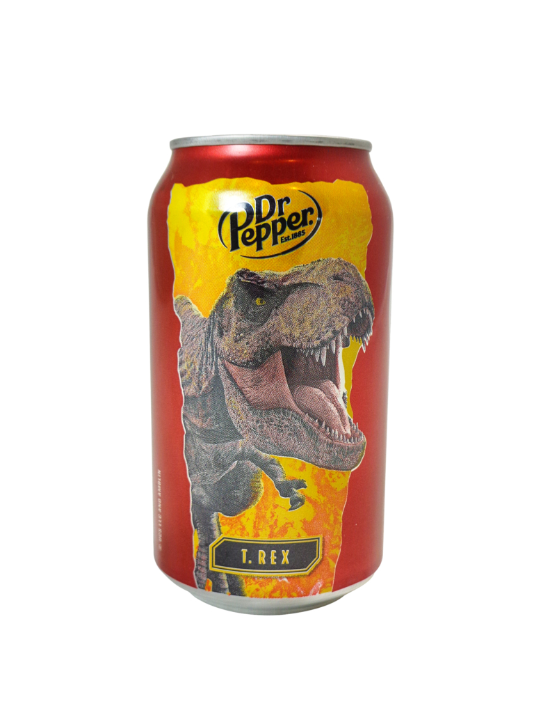 Dr Pepper 12oz Jurassic World T.Rex can