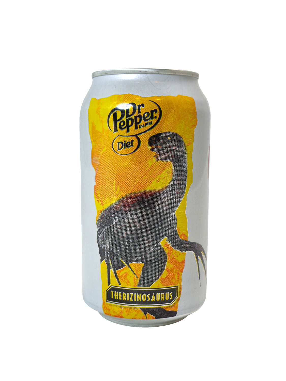 Diet Dr Pepper 12oz Jurassic World Therizinosaurus can
