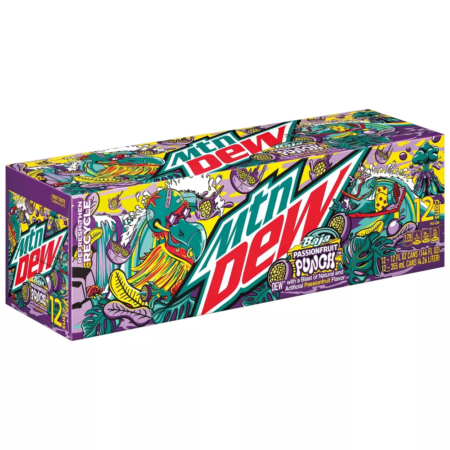 FRESH 12 Pk Mountain Dew Baja Passionfruit Punch soda