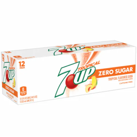 12 pack 7 Up Tropical Zero