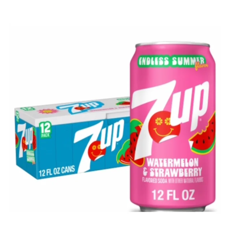 12 pack 7 Up Endless Summer Watermelon & Strawberry