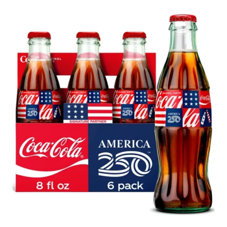 6 pack 8oz glass Coke America 250