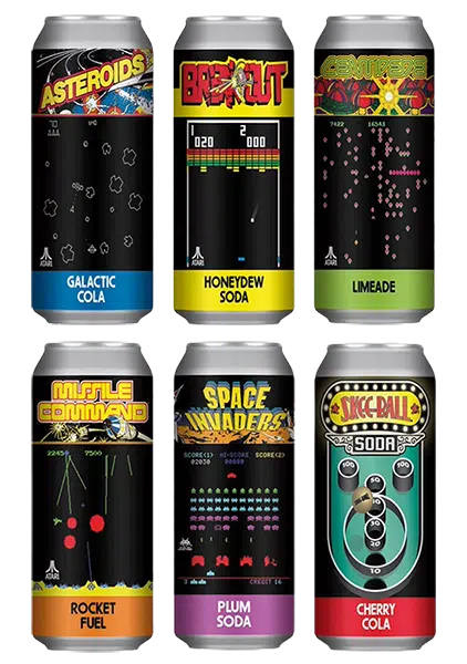 Rocket Fizz Atari Soda can Collector Set
